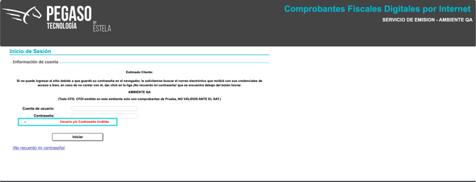 error iniciar sesión